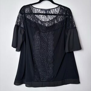 White House Black Market Black Lace Blouse NWOT